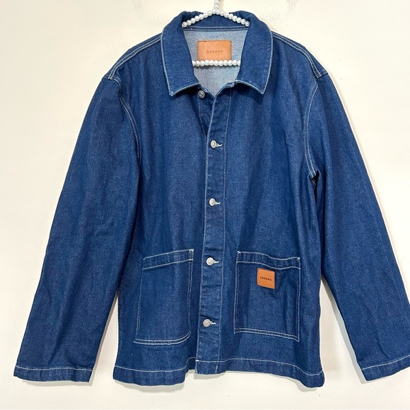 Sandro Denim Blue Work Jacket SIZE XXL - Picture 3 of 7